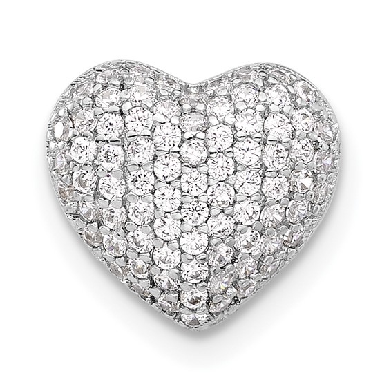 Sterling Silver Rh-plated and Rose-tone CZ 3-piece Interchangeable Heart