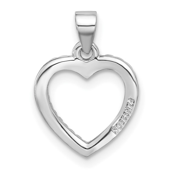 Sterling Silver Rhodium-plated CZ Heart Pendant