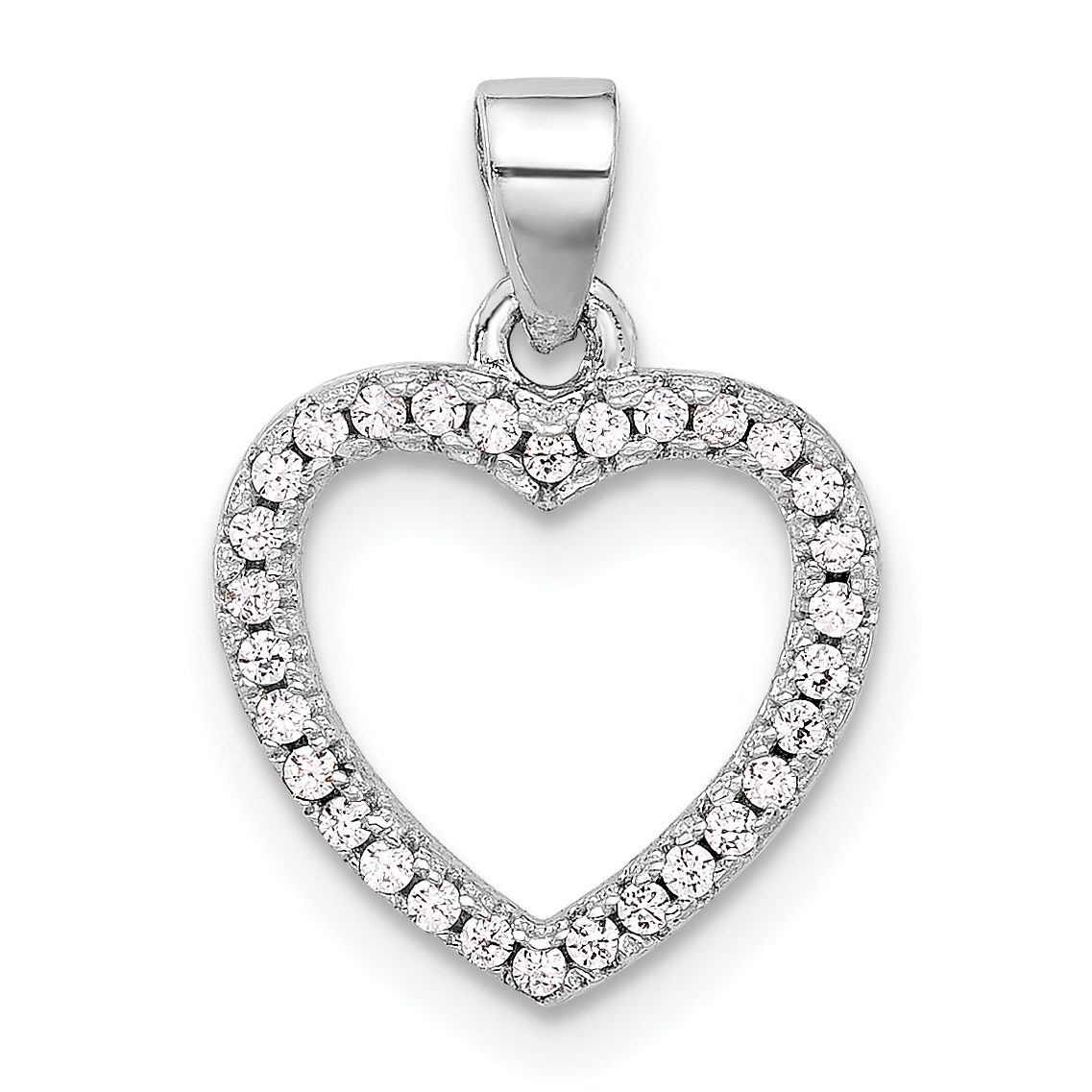Sterling Silver Rhodium-plated CZ Heart Pendant (QP5777)