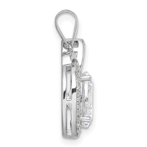 Sterling Silver Rhodium-plated CZ Apple Pendant