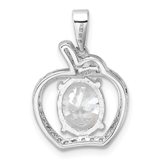 Sterling Silver Rhodium-plated CZ Apple Pendant