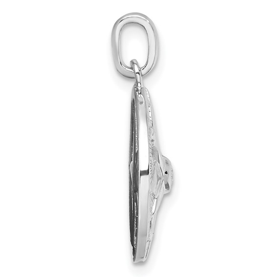 Sterling Silver Rhodium-plated Polished CZ Compass Pendant