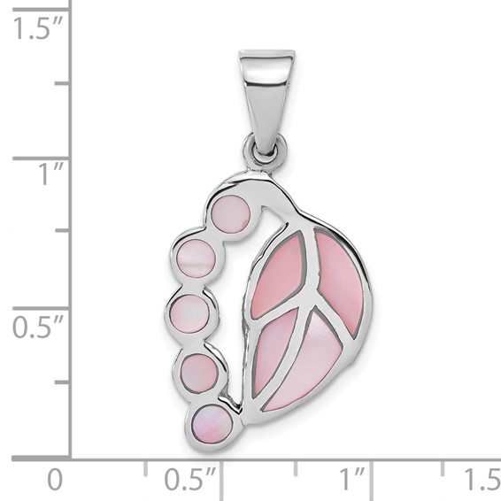 Sterling Silver Pink Shell Leaf Pendant