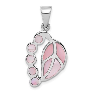 Sterling Silver Pink Shell Leaf Pendant