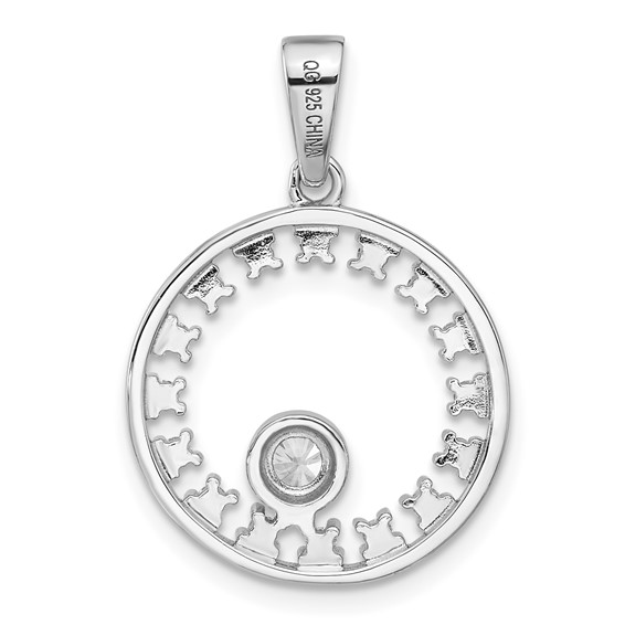 Pure Fire Sterling Silver Rhodium-plated Fancy CZ Circle Pendant