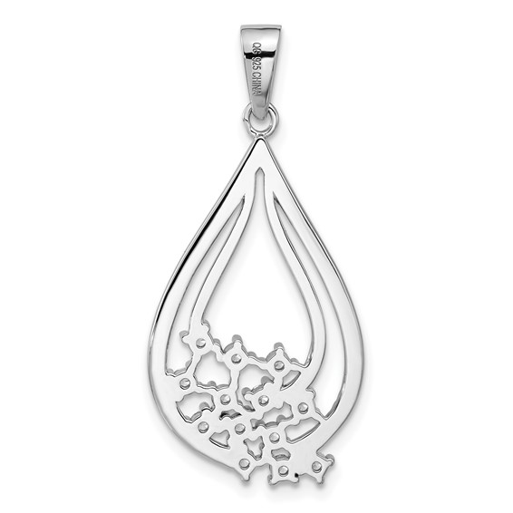 Pure Fire Sterling Silver Rhodium-plated Fancy CZ Drop Pendant