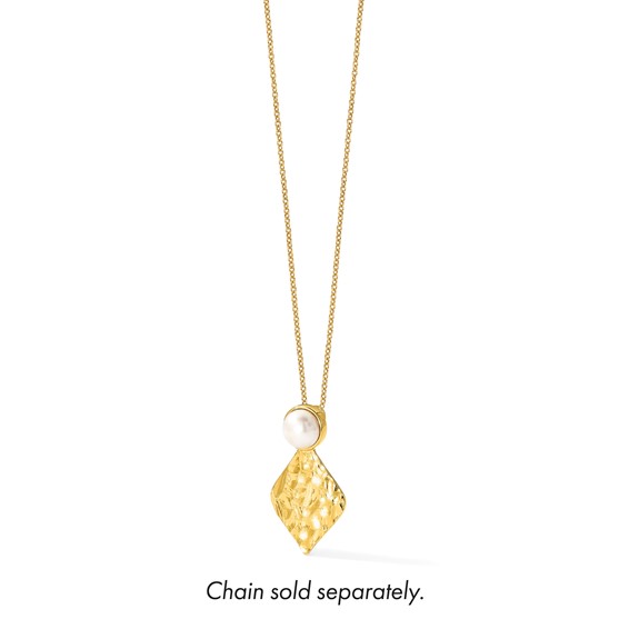 Sterling Silver Gold-tone Hammered FWC Pearl Pendant