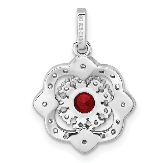 Sterling Silver Glass and CZ Fancy Vintage Pendant