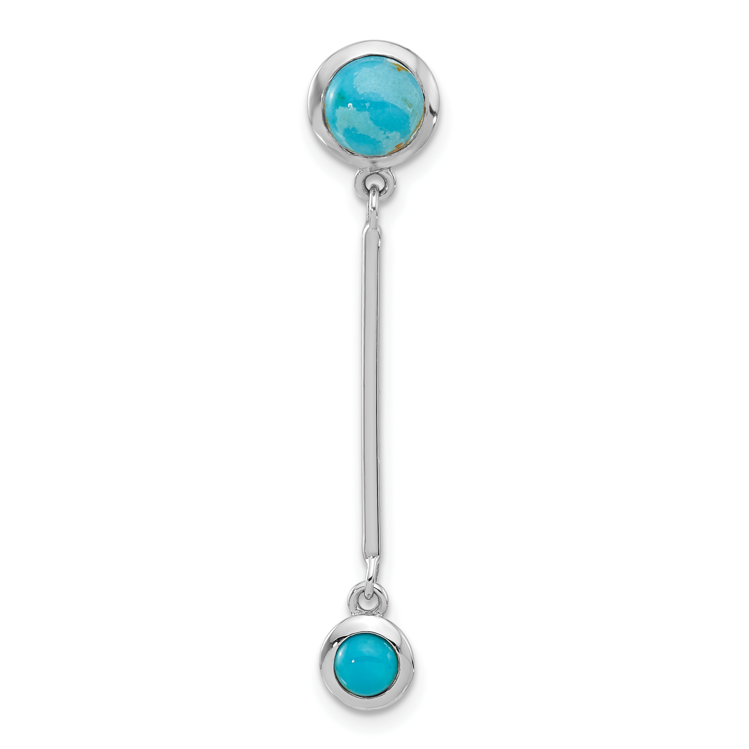 Sterling Silver Rhodium-plated Turquoise Drop Chain Slide (QP5829)