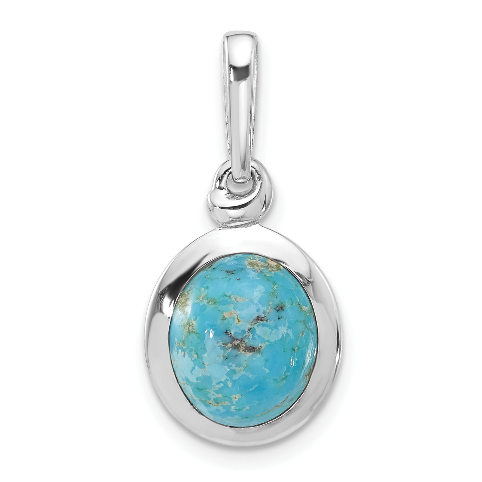 Sterling Silver Rhodium-plated Turquoise Oval Pendant (QP5830)
