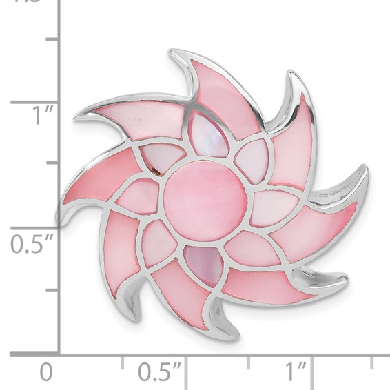 Sterling Silver Pink Shell Sun Design Slide