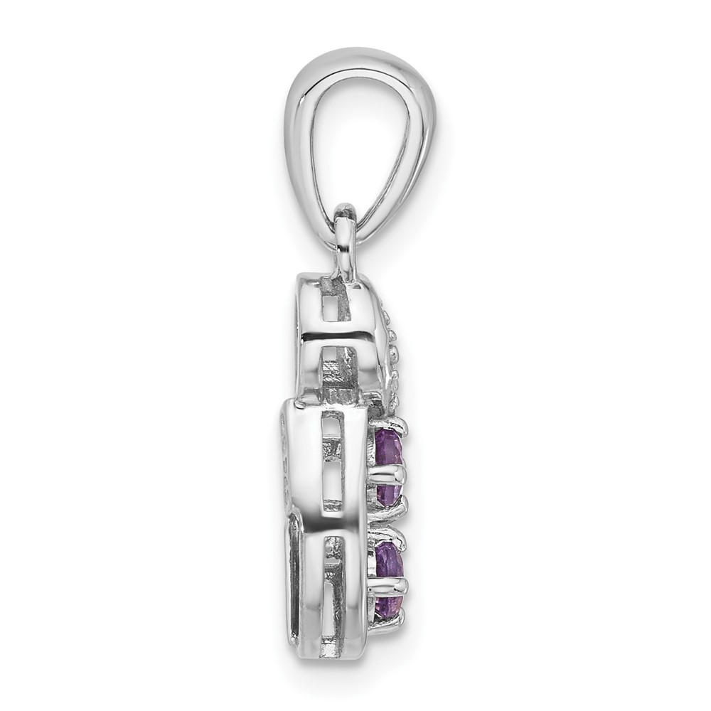 Sterling Silver Rhodium-plated Amethyst and CZ Swirl Pendant (QP5862AM)
