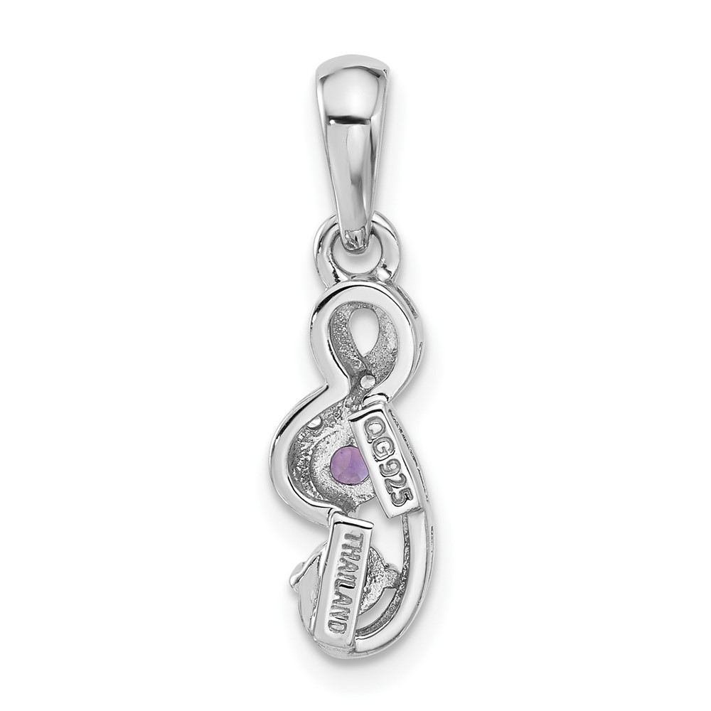 Sterling Silver Rhodium-plated Amethyst and CZ Swirl Pendant (QP5862AM)