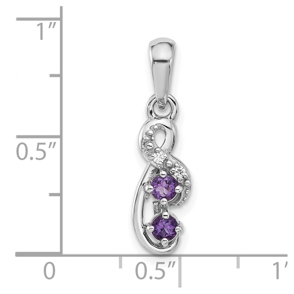 Sterling Silver Rhodium-plated Amethyst and CZ Swirl Pendant (QP5862AM)