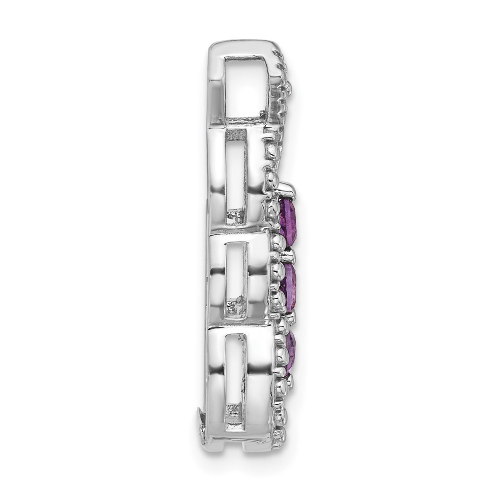 Sterling Silver Rhodium-plated Amethyst Chain Slide (QP5865AM)