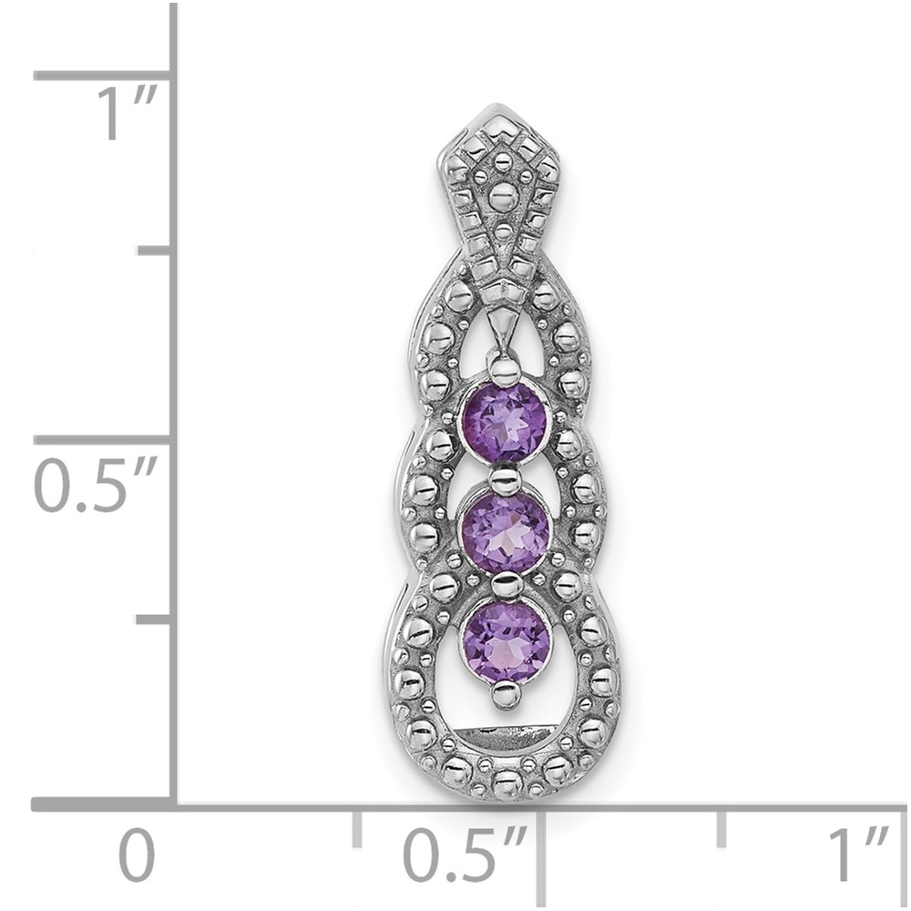 Sterling Silver Rhodium-plated Amethyst Chain Slide (QP5865AM)