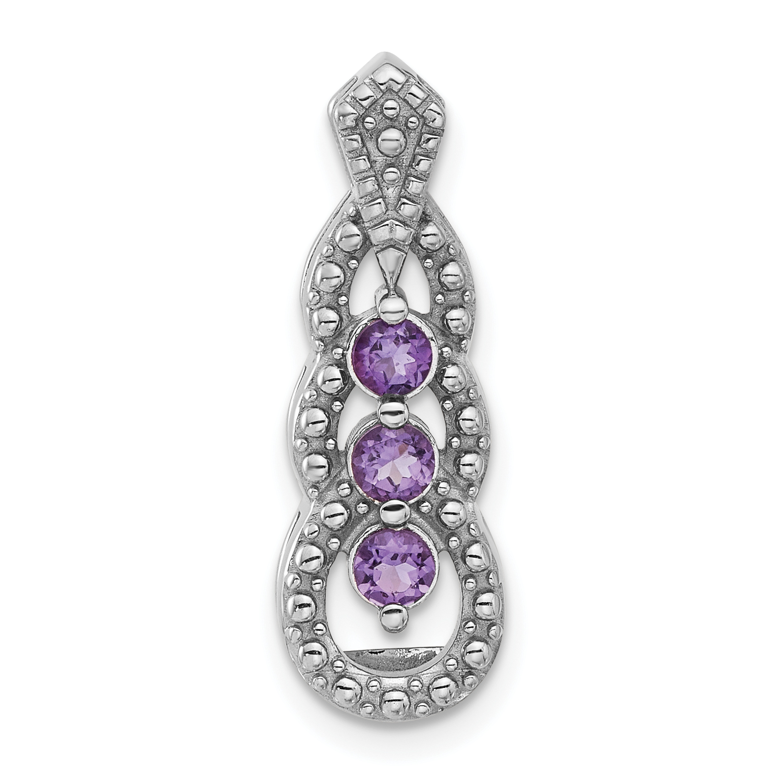 Sterling Silver Rhodium-plated Amethyst Chain Slide (QP5865AM)