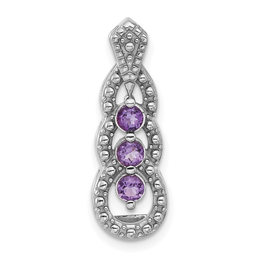 Sterling Silver Rhodium-plated Amethyst Chain Slide (QP5865AM)