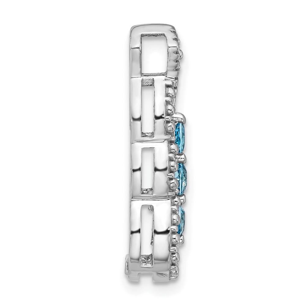 Sterling Silver Rhodium-plated Light Swiss Blue Topaz Chain Slide (QP5865BT)