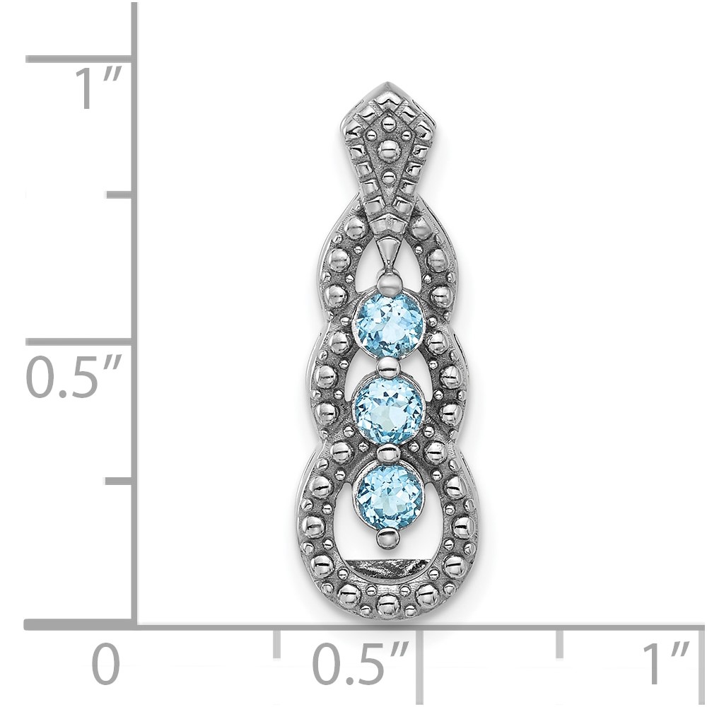 Sterling Silver Rhodium-plated Light Swiss Blue Topaz Chain Slide (QP5865BT)