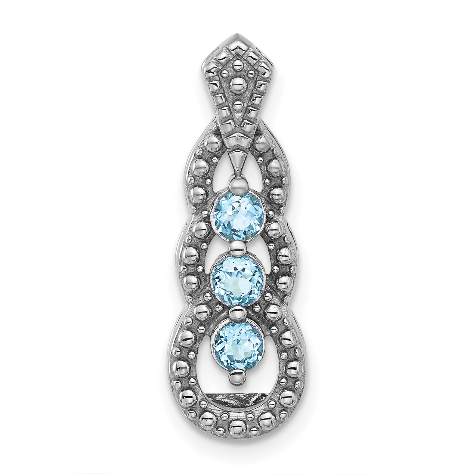 Sterling Silver Rhodium-plated Light Swiss Blue Topaz Chain Slide (QP5865BT)