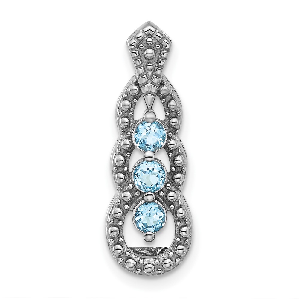 Sterling Silver Rhodium-plated Light Swiss Blue Topaz Chain Slide (QP5865BT)