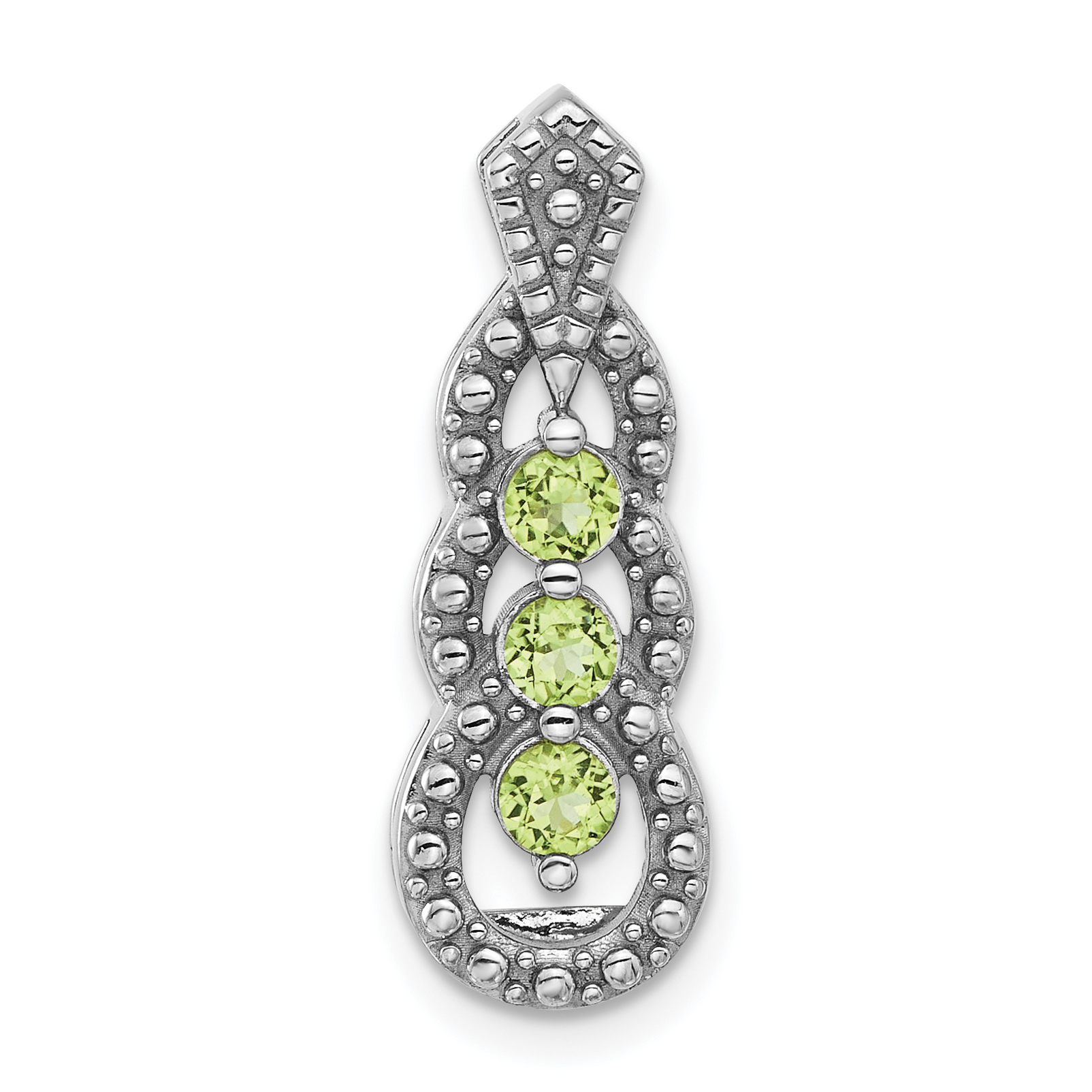 Sterling Silver Rhodium-plated Peridot Chain Slide (QP5865PE)