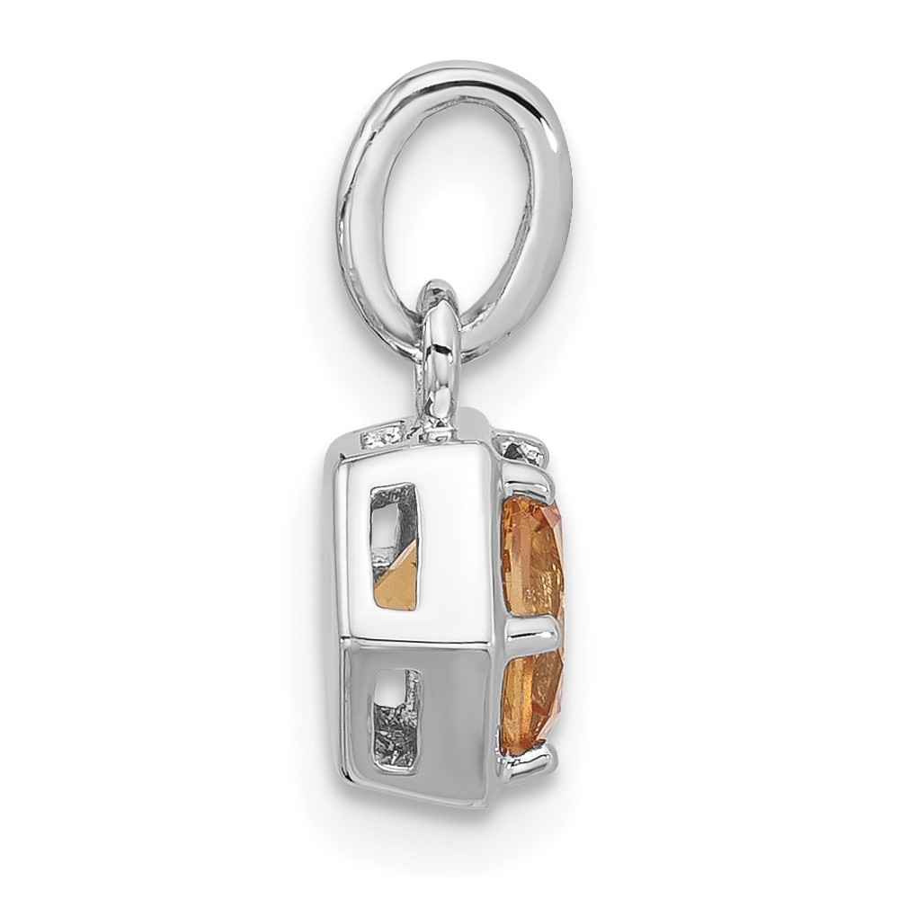 Sterling Silver Rhodium-plated Polished Solitaire Citrine Charm Pendant (QP5870CI)