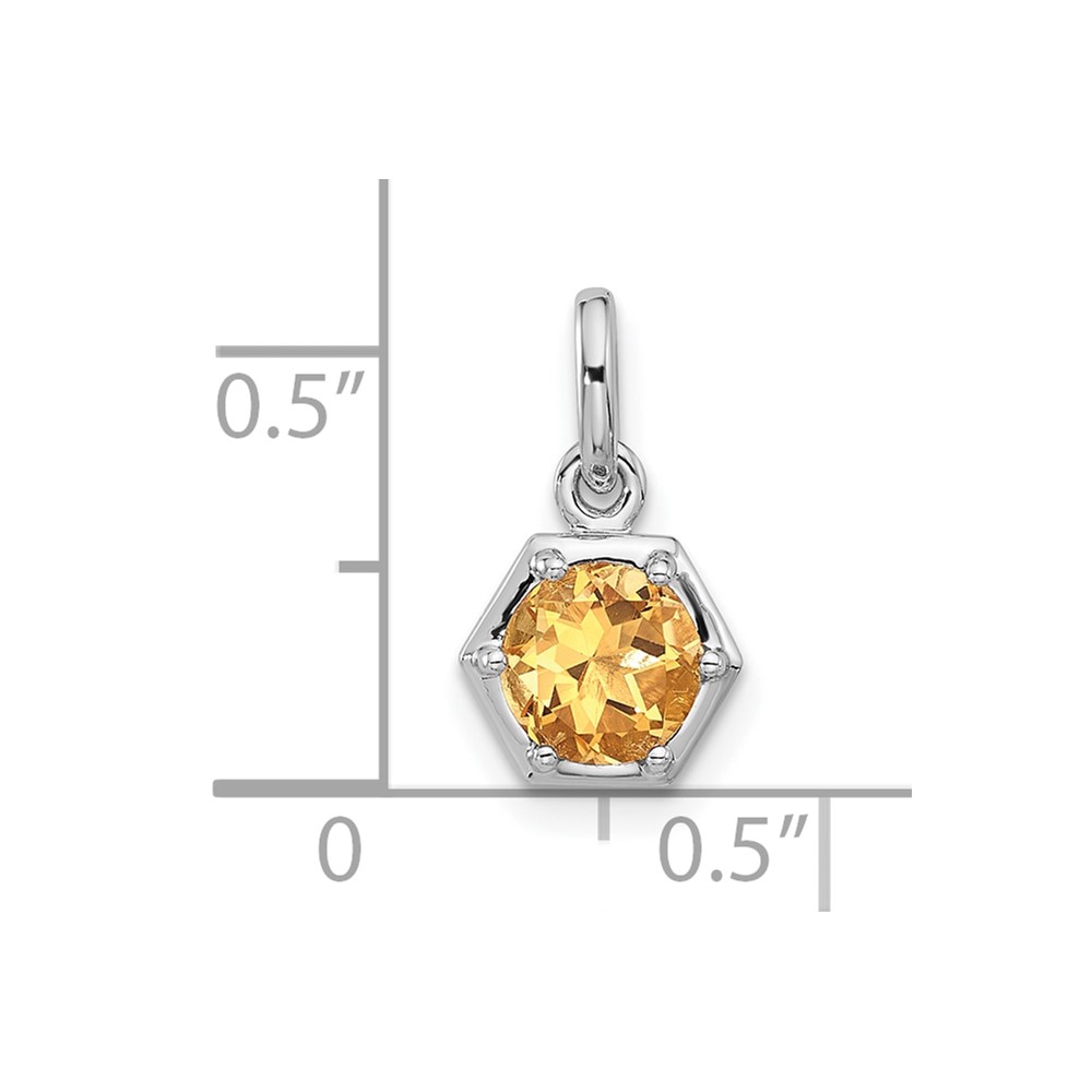 Sterling Silver Rhodium-plated Polished Solitaire Citrine Charm Pendant (QP5870CI)