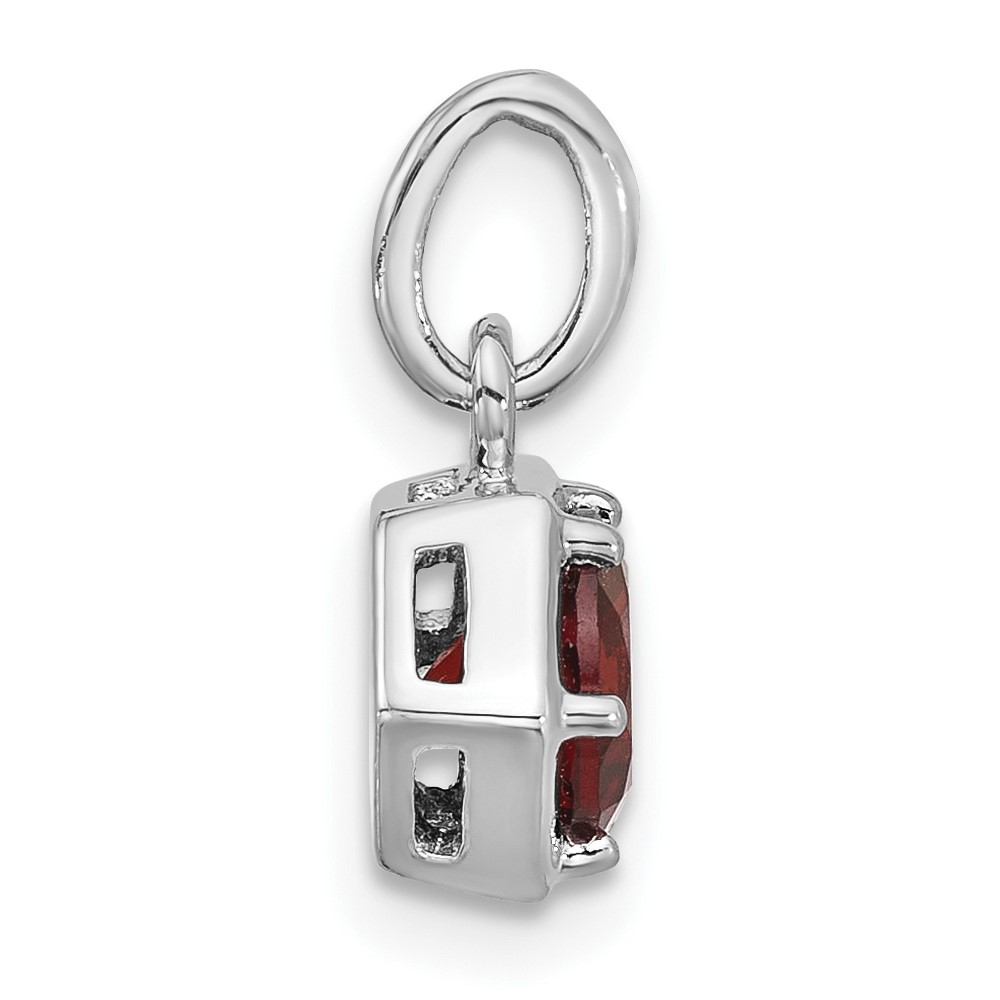 Sterling Silver Rhodium-plated Polished Solitaire Garnet Charm Pendant (QP5870GA)