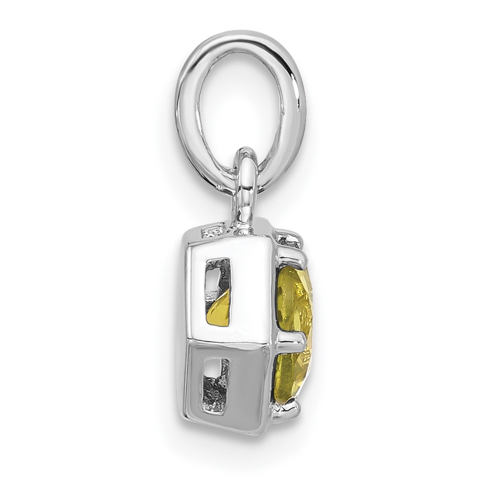 Sterling Silver Rhodium-plated Polished Solitaire Peridot Charm Pendant (QP5870PE)