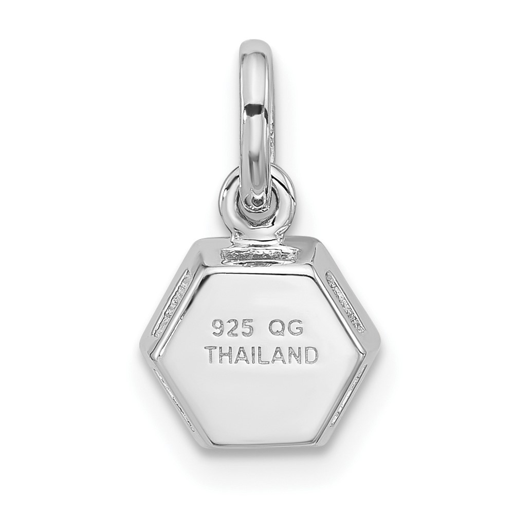 Sterling Silver Rhodium-plated Polished Solitaire Peridot Charm Pendant (QP5870PE)
