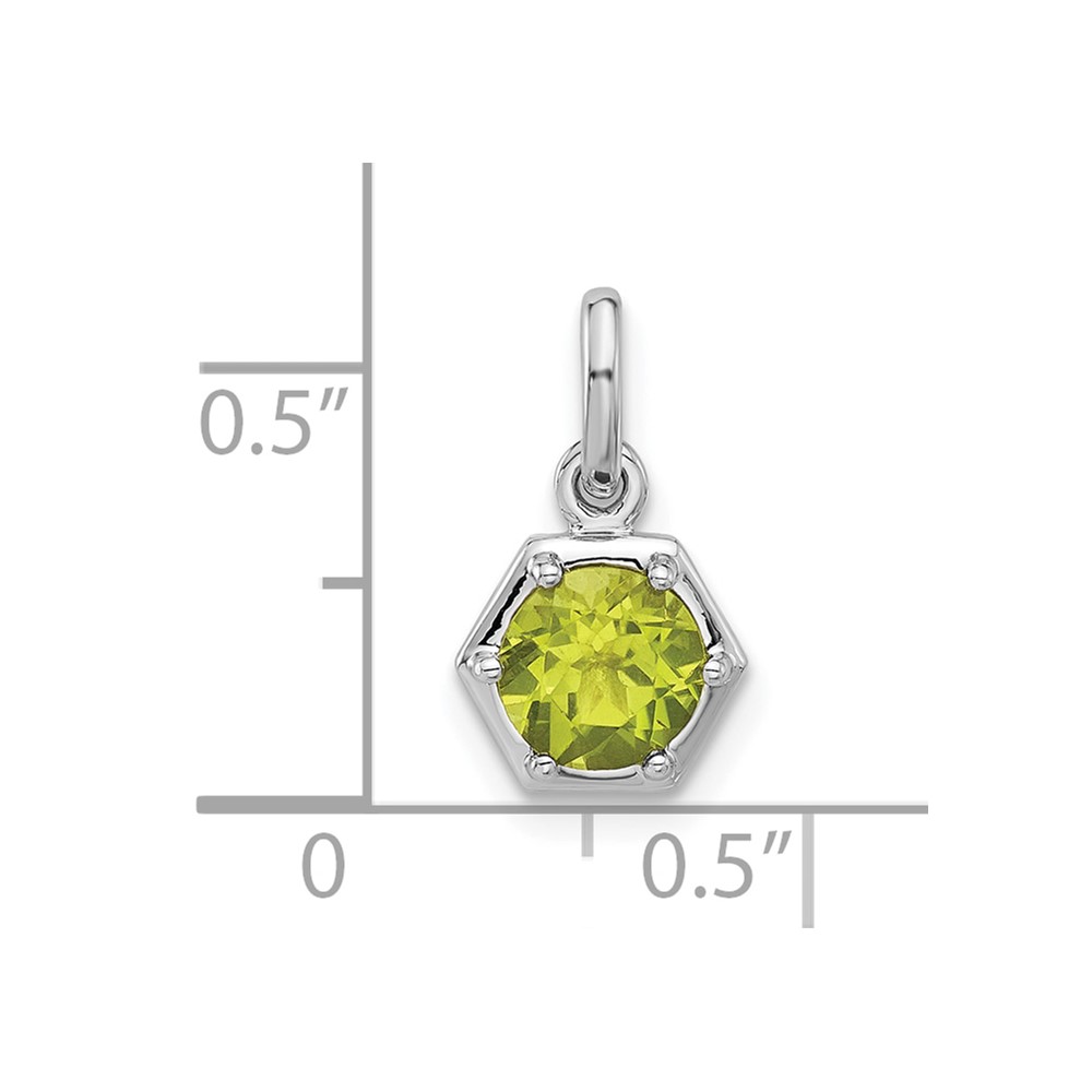 Sterling Silver Rhodium-plated Polished Solitaire Peridot Charm Pendant (QP5870PE)
