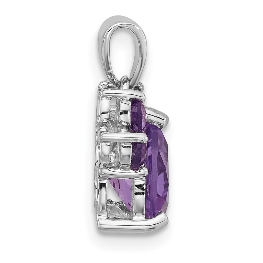 Sterling Silver Rhodium-plated Polished Amethyst Paw Pendant (QP5872AM)