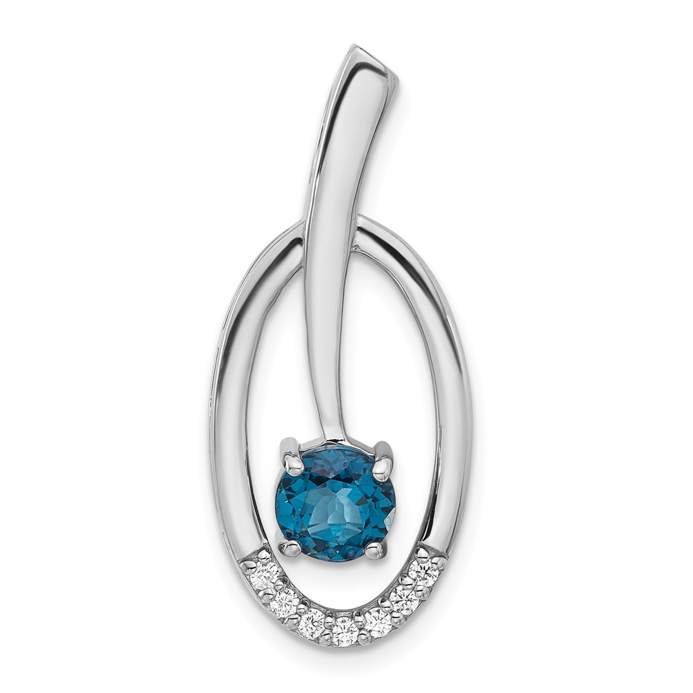 Sterling Silver Rhodium-plated London Blue Topaz and CZ Chain Slide (QP5873BT)