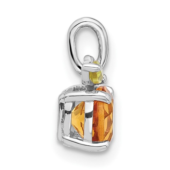 Sterling Silver Rhodium-plated Citrine and Peridot Orange Pendant
