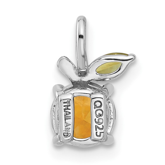 Sterling Silver Rhodium-plated Citrine and Peridot Orange Pendant