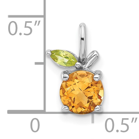 Sterling Silver Rhodium-plated Citrine and Peridot Orange Pendant