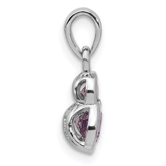 Sterling Silver Rhodium-plated Polished Gemstone Pendants