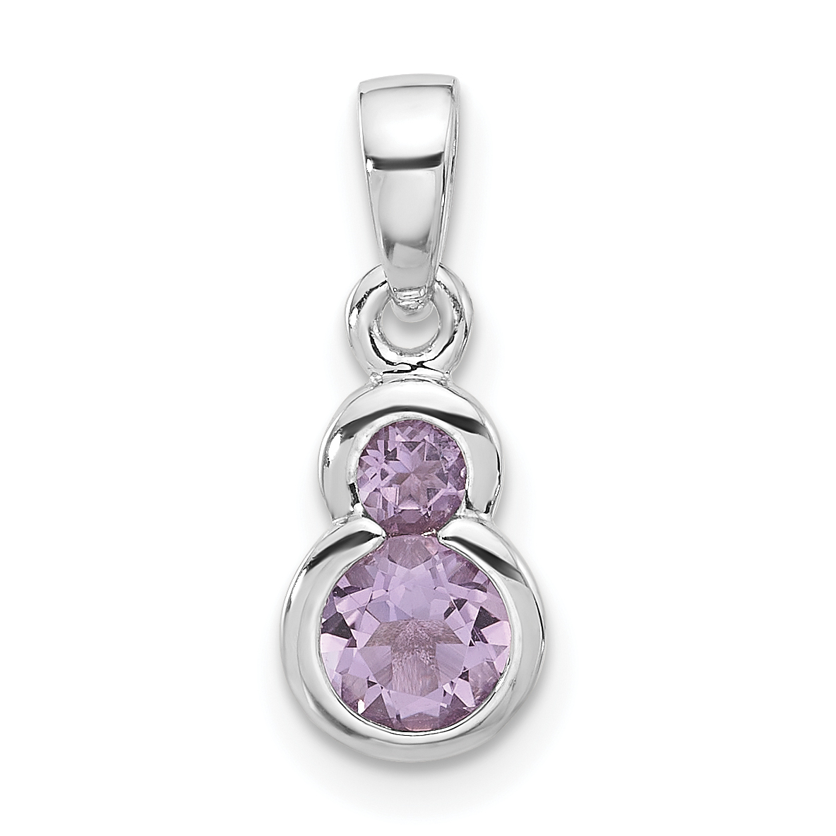 Sterling Silver Rhodium-plated Polished Amethyst Pendant (QP5880AM)