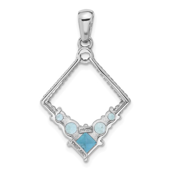 Sterling Silver Rhodium-plated London and Light Swiss Blue Topaz Pendant