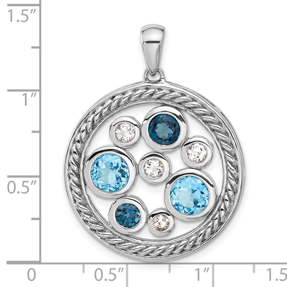 Sterling Silver Gemstone Circle Pendant