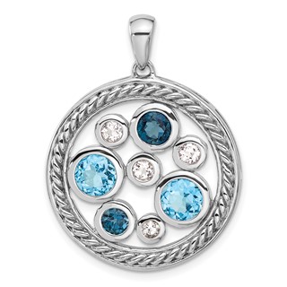 Sterling Silver Gemstone Circle Pendant