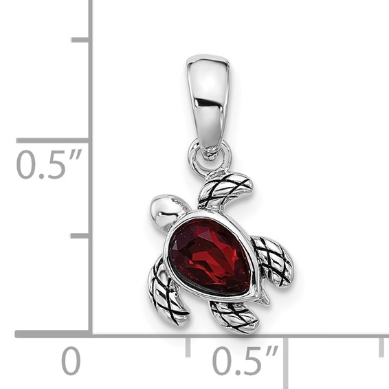 Sterling Silver Birthstone Turtle Pendant