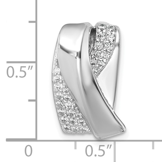 Sterling Silver Rhodium-plated Polished Fancy CZ Chain Slide Pendant