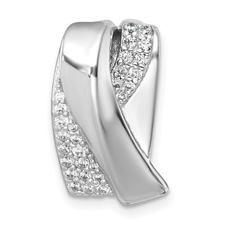 Sterling Silver Rhodium-plated Polished Fancy CZ Chain Slide Pendant