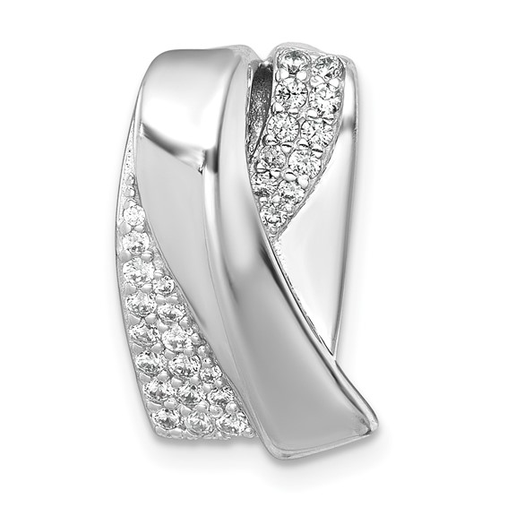Sterling Silver Rhodium-plated Polished Fancy CZ Chain Slide Pendant