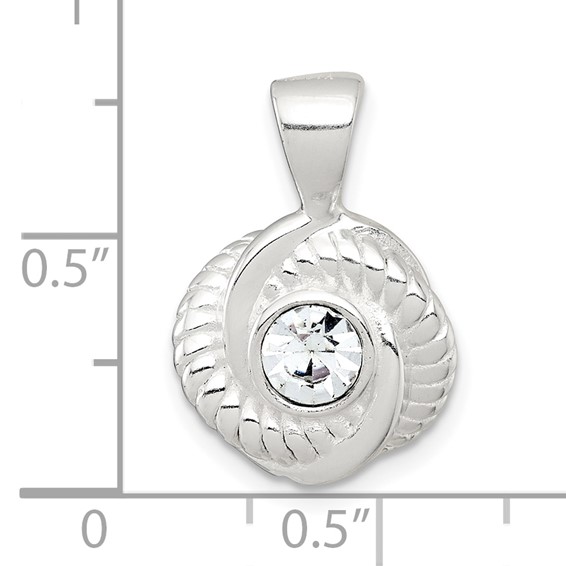 Sterling Silver Polished and Textured CZ Knot Pendant