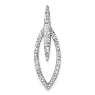 Sterling Silver Rhodium-plated CZ Oval Drop Pendant