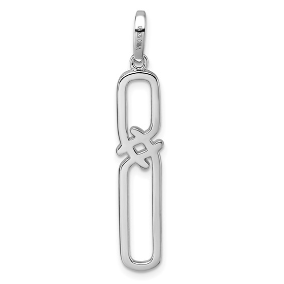 Sterling Silver Rhodium-plated CZ Twisted Rectangle Pendant